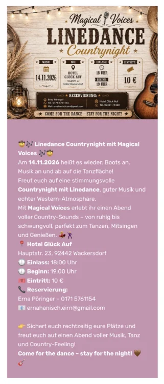 Eventbild: Linedance Countrynight mit Magical Voices